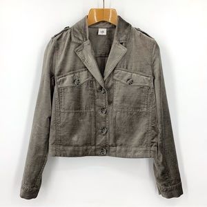 Cabi Sunday Topper # 3377, Platinum Cotton Velvet Cropped Jacket, Medium